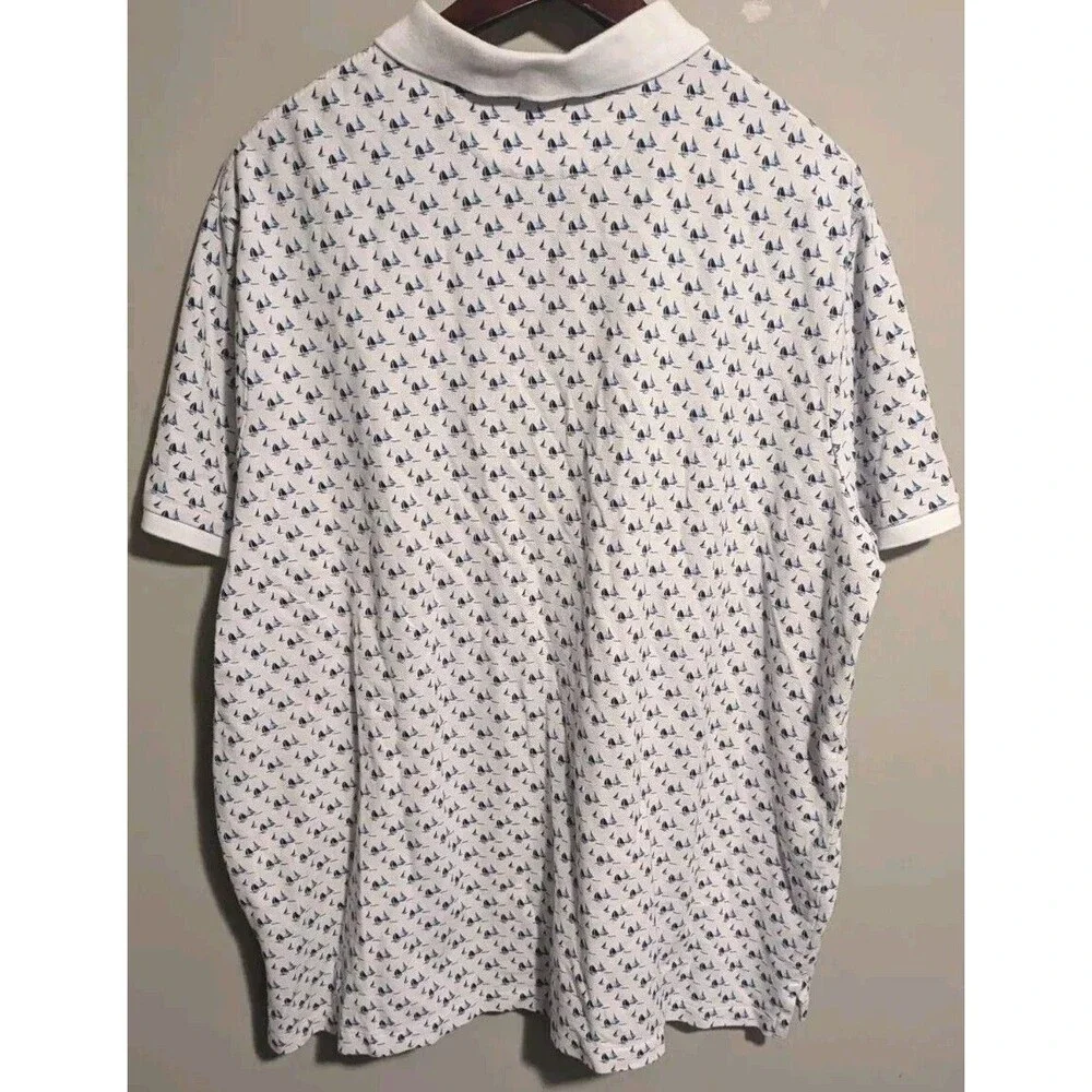 Ralph Lauren Polo Shirt  white W/ Sailboats 2XL Short Sleeve Men's Classic Fit